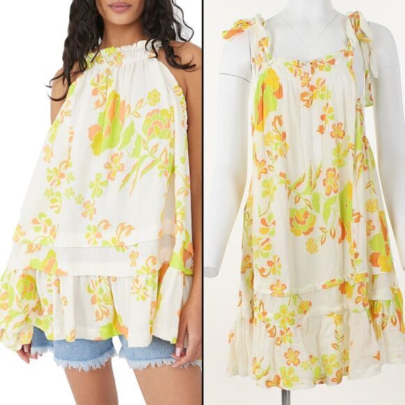 Free People Retro Combo Fleur Printed Tunic - Picture 1 of 5